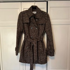Calvin Klein Brown Tweed Coat